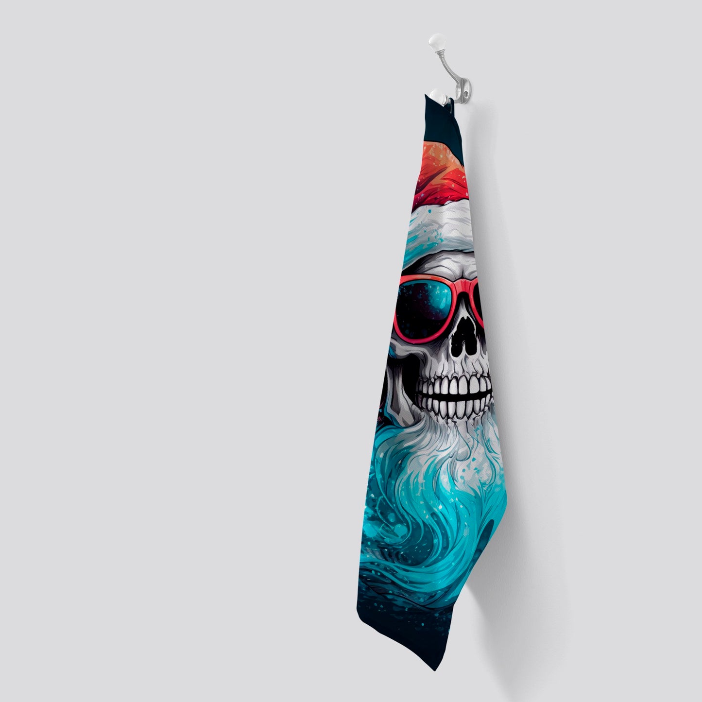 Magical Santa Hat Skull Splashart Tea Towel
