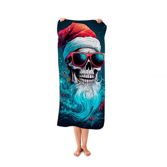 Magical Santa Hat Skull Splashart Beach Towel