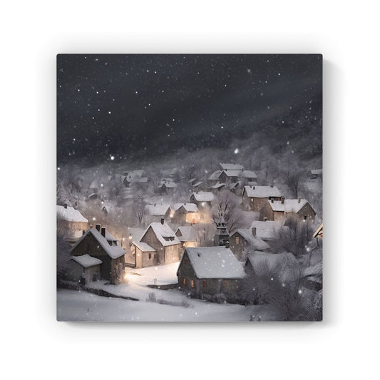 Snowfall Over A Quiet Village Canvas