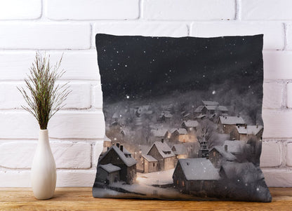 Snowfall Over A Quiet Village Cushions