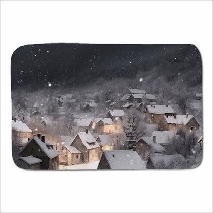 Snowfall Over A Quiet Village Sherpa Blanket