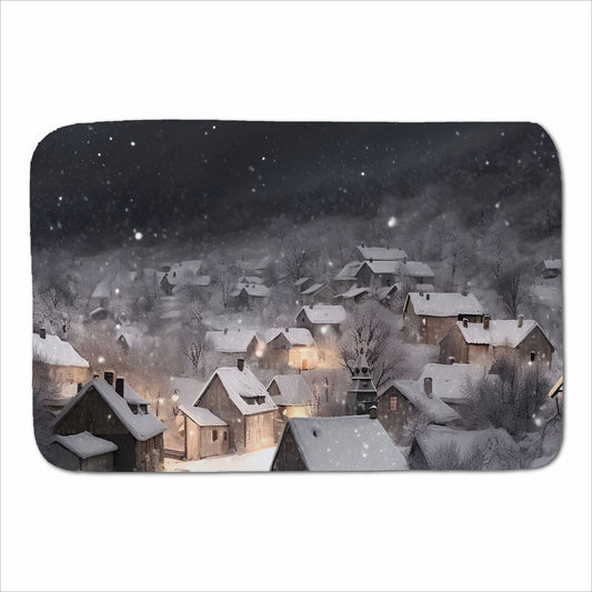Snowfall Over A Quiet Village Sherpa Blanket