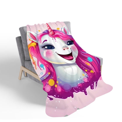 Happy Unicorn Splashart Sherpa Blanket