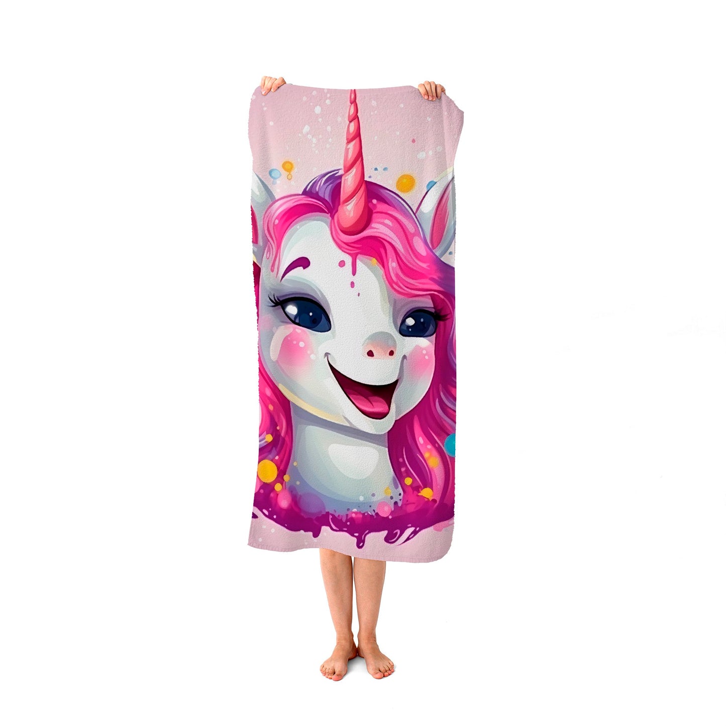 Happy Unicorn Splashart Beach Towel