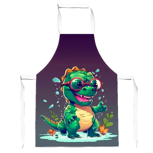 Happy Dino In A Puddle Apron