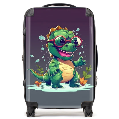 Happy Dino In A Puddle Suitcase