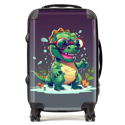 Happy Dino In A Puddle Suitcase