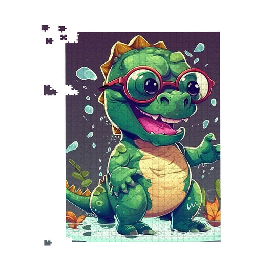 Happy Dino In A Puddle Jigsaw Puzzle