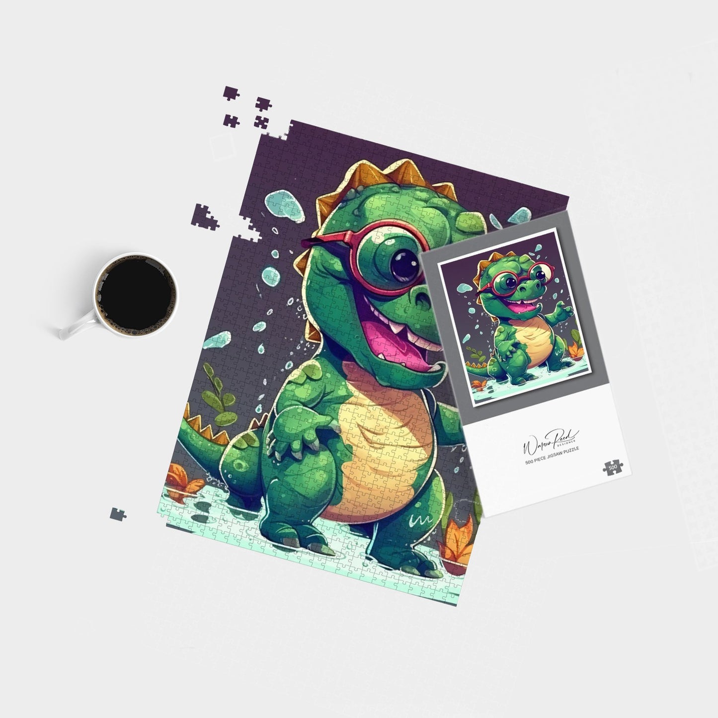 Happy Dino In A Puddle Jigsaw Puzzle