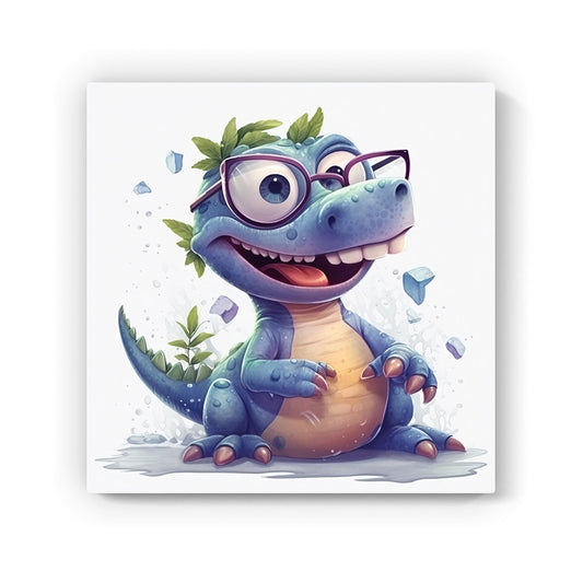 Happy Dinosaur With Glasses Canvas