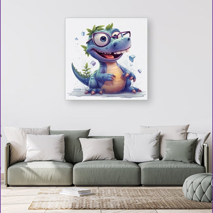 Happy Dinosaur With Glasses Canvas
