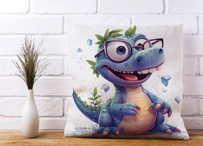 Happy Dinosaur With Glasses Cushions