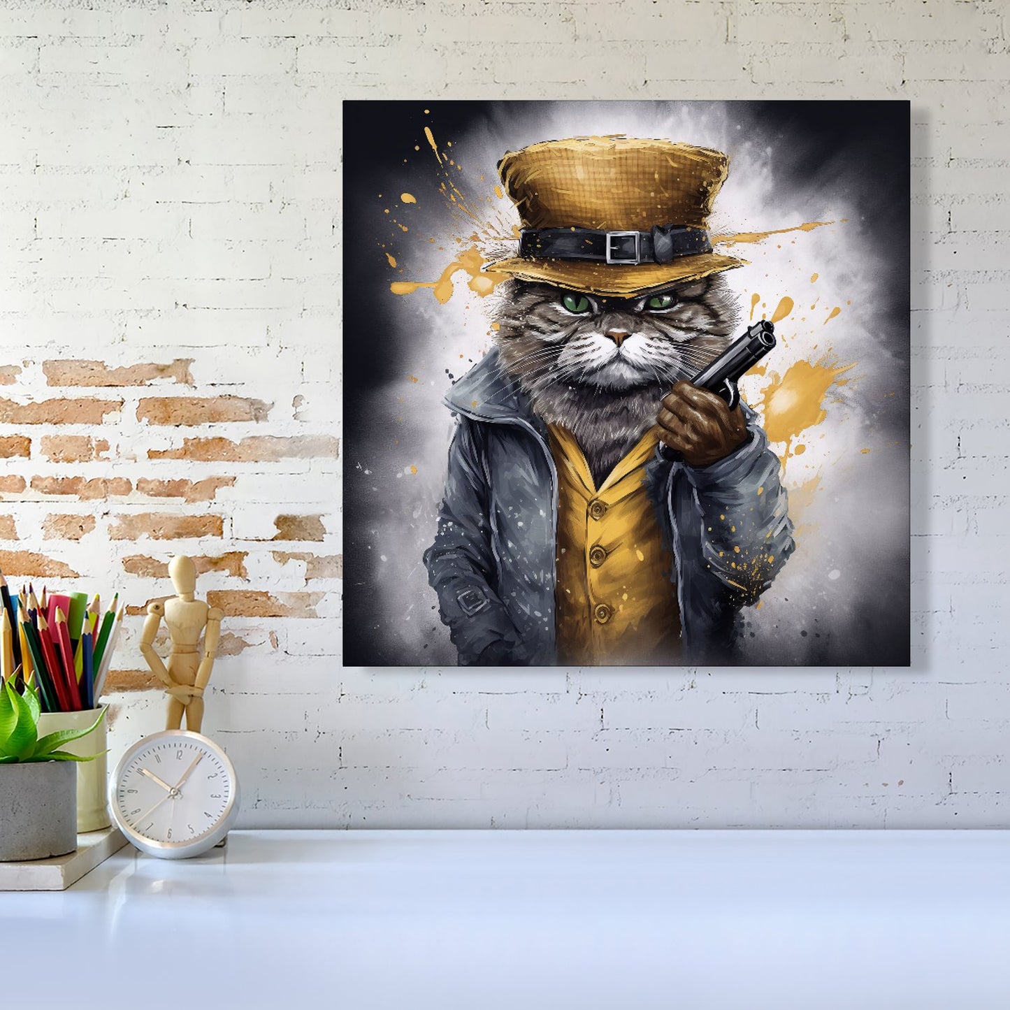 Splashart Gangster Cat Canvas