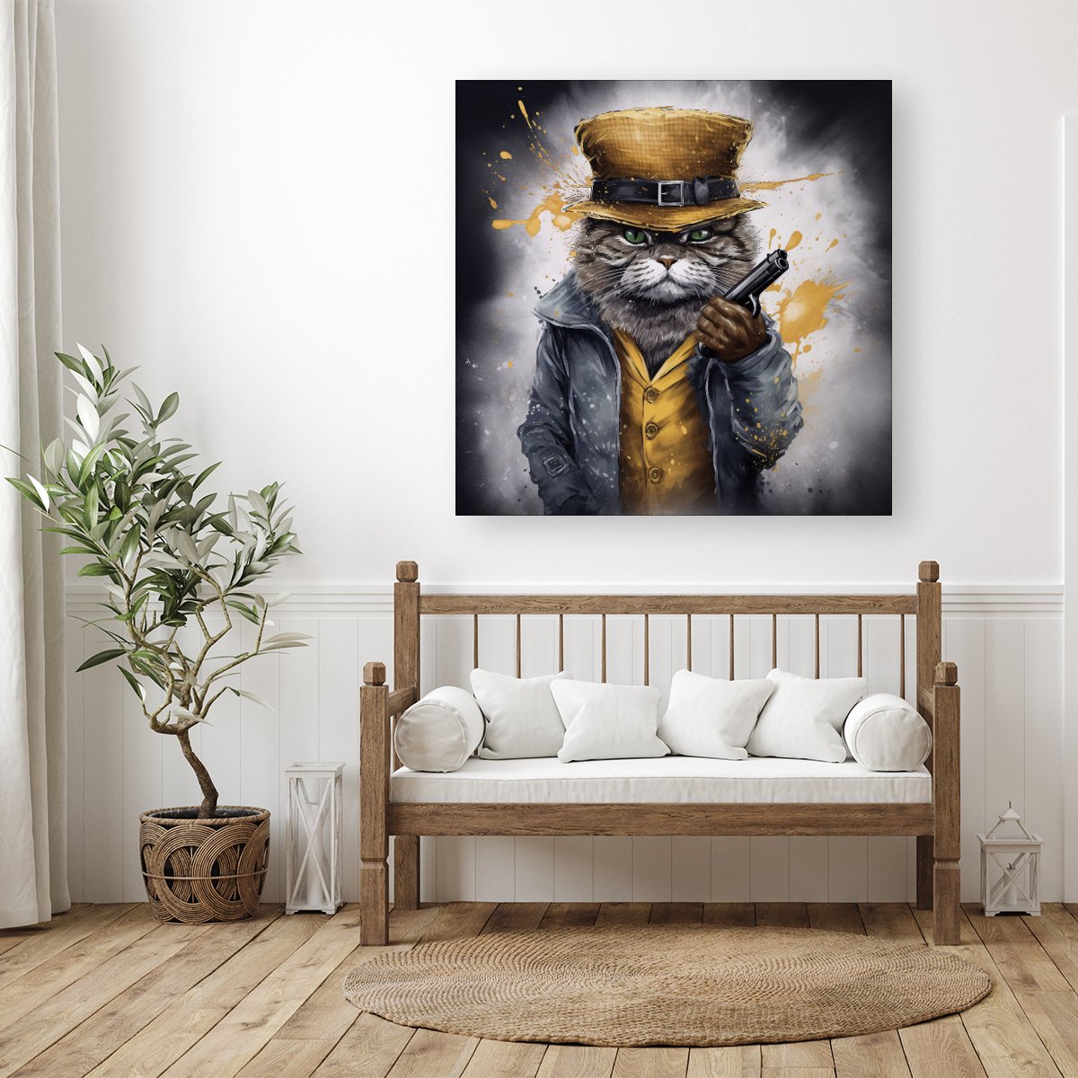Splashart Gangster Cat Canvas