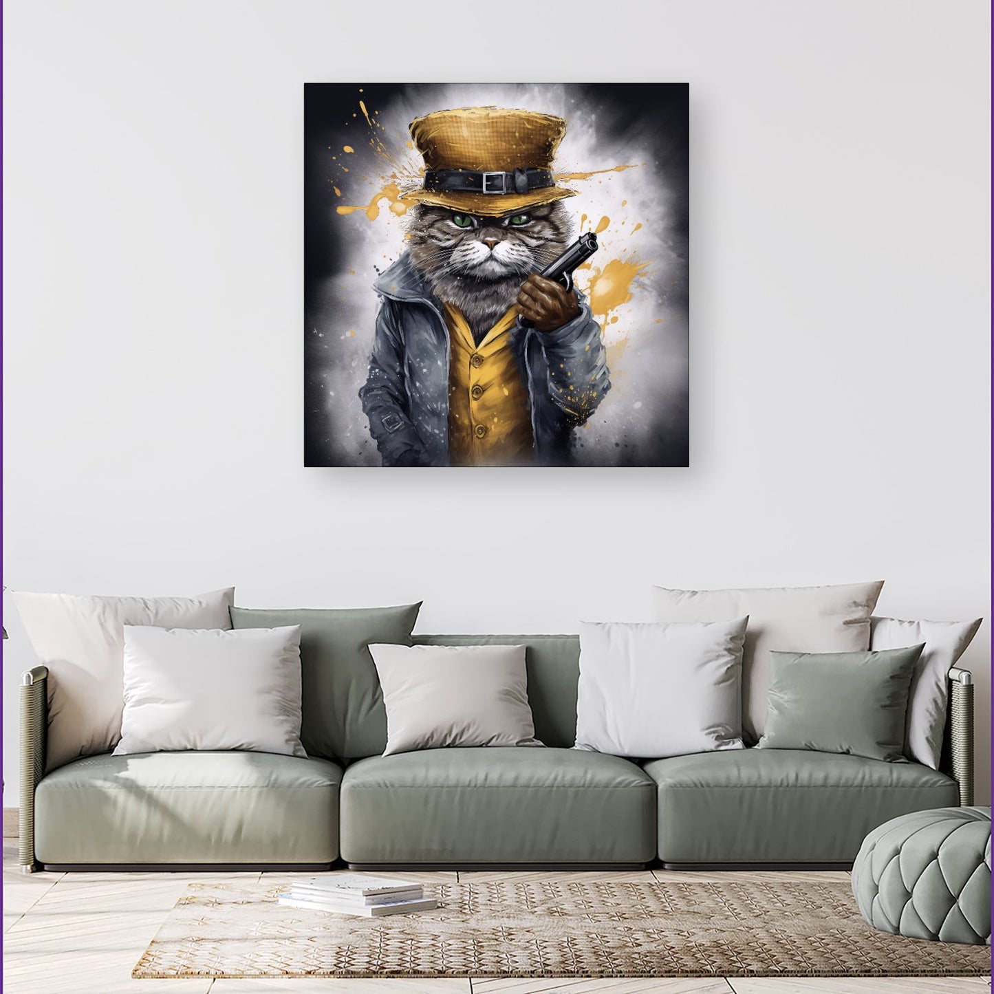 Splashart Gangster Cat Canvas