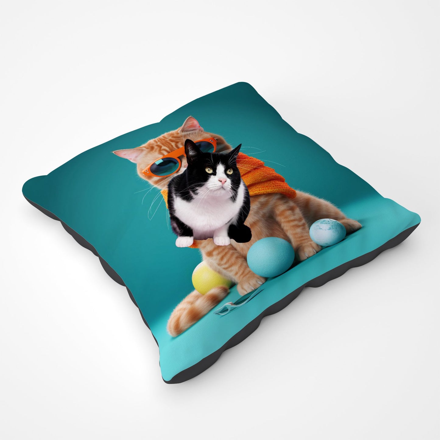 Cat In Glasses With Balls Of Wool Pet Bed