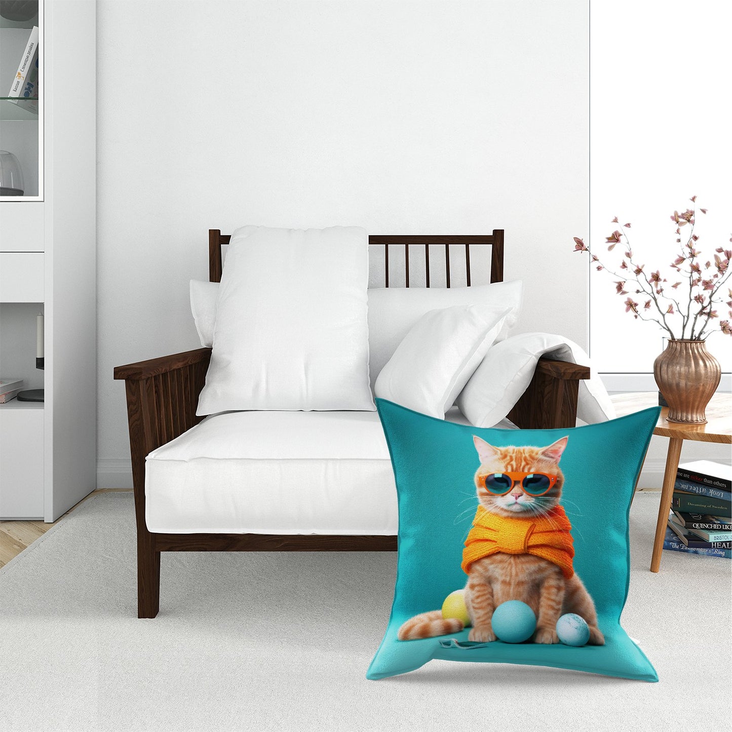 Cat In Glasses With Balls Of Wool Pet Bed
