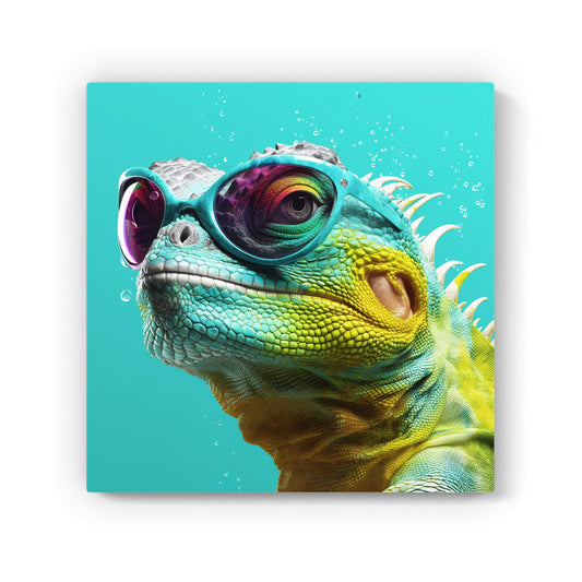 Splashart Iguana Wearing Glasses Canvas