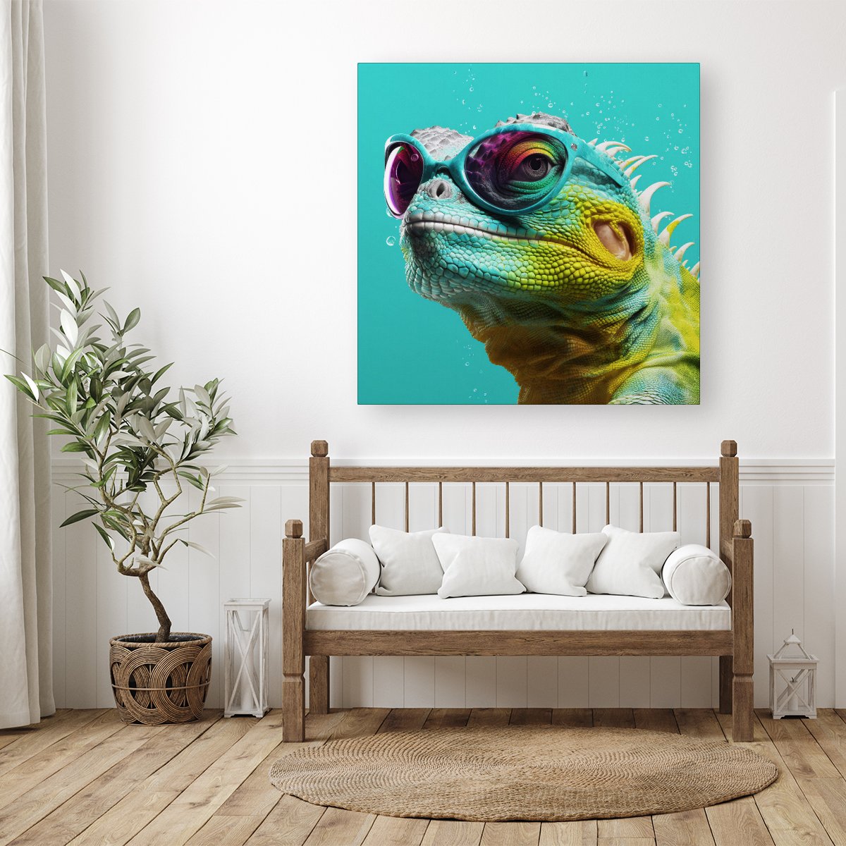 Splashart Iguana Wearing Glasses Canvas