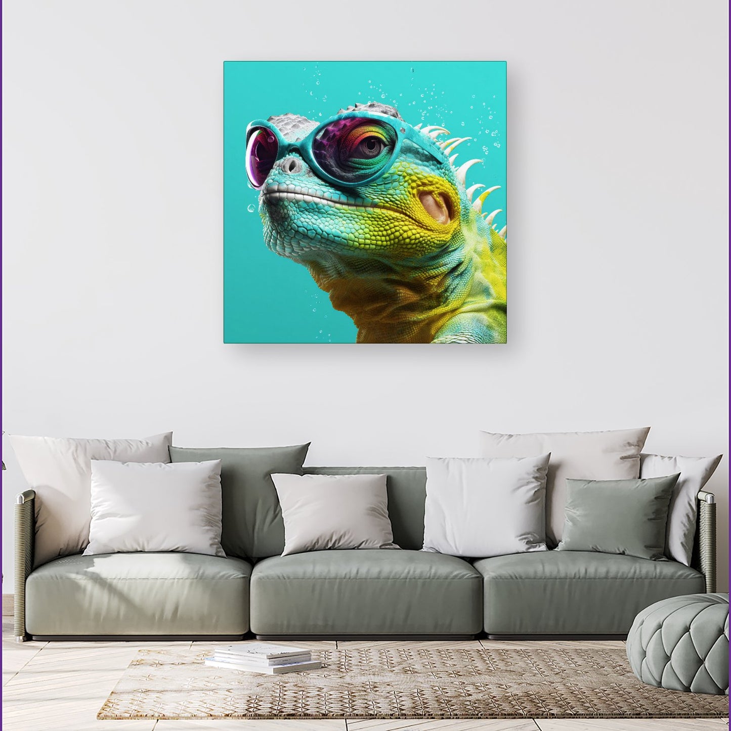 Splashart Iguana Wearing Glasses Canvas