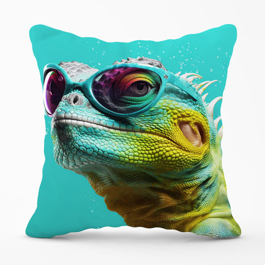Splashart Iguana Wearing Glasses Cushions