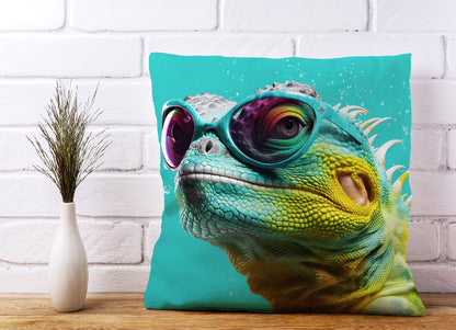 Splashart Iguana Wearing Glasses Cushions