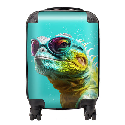Splashart Iguana Wearing Glasses Suitcase
