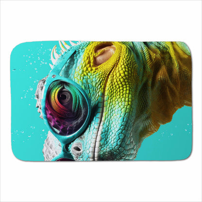 Splashart Iguana Wearing Glasses Sherpa Blanket