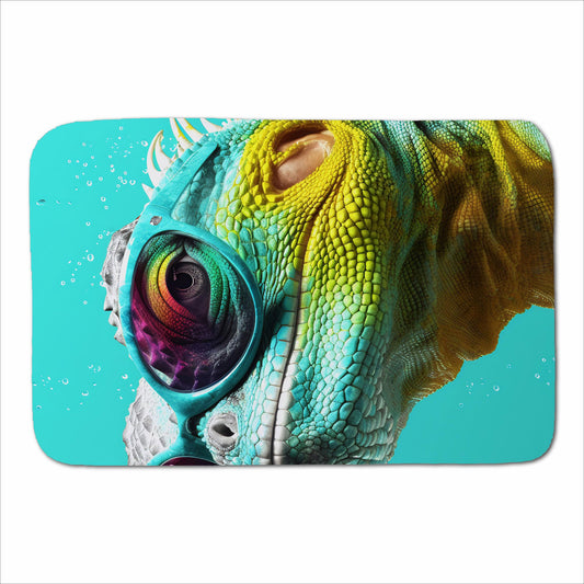 Splashart Iguana Wearing Glasses Sherpa Blanket