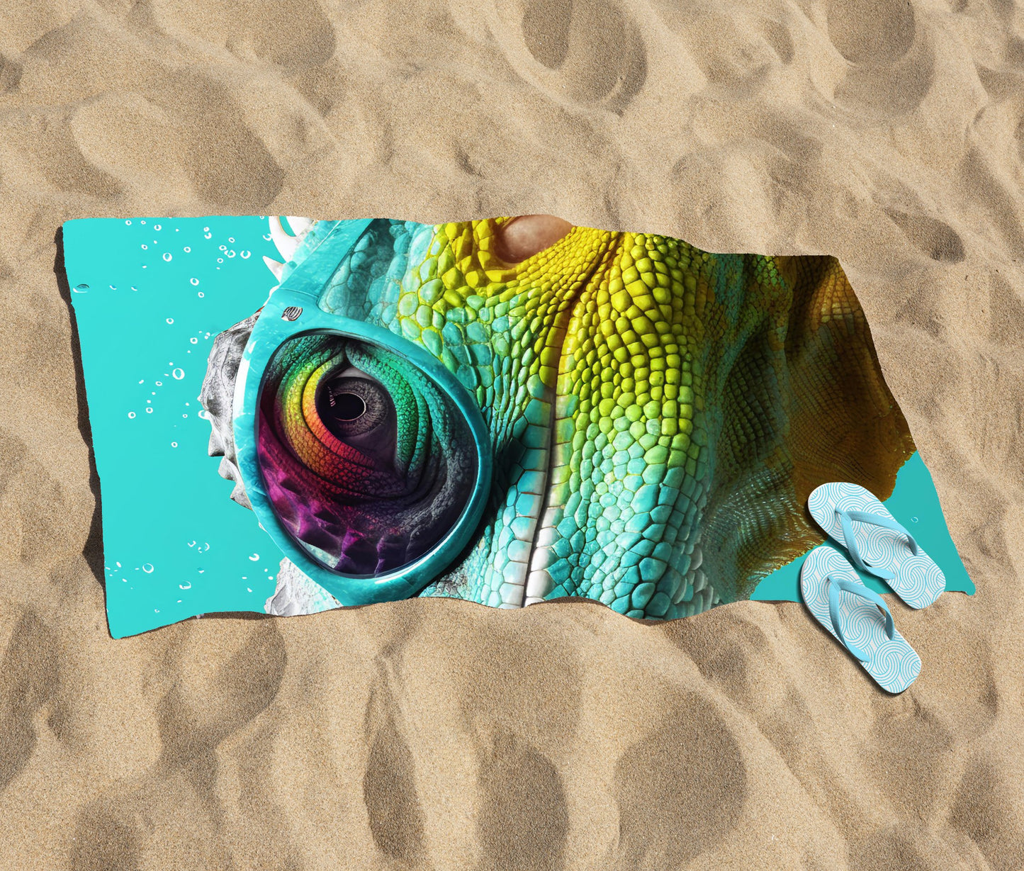 Splashart Iguana Wearing Glasses Beach Towel