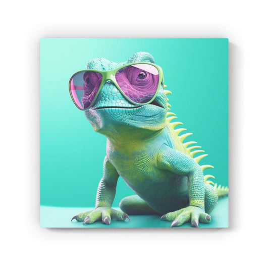 Happy Splashart Iguana Wearing Glasses Canvas