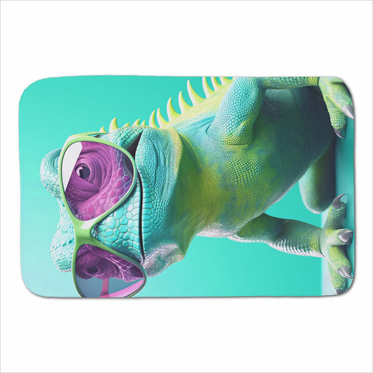 Happy Splashart Iguana Wearing Glasses Sherpa Blanket