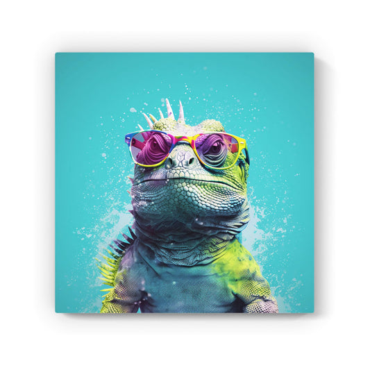Inquisitive Splashart Iguana Canvas