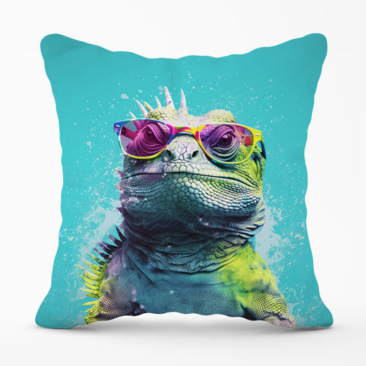 Inquisitive Splashart Iguana Cushions