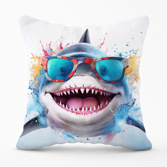 Splashart Shark In Glasses Cushions
