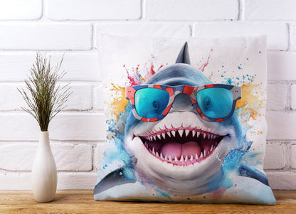 Splashart Shark In Glasses Cushions