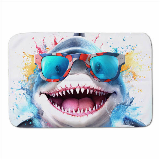 Splashart Shark In Glasses Sherpa Blanket