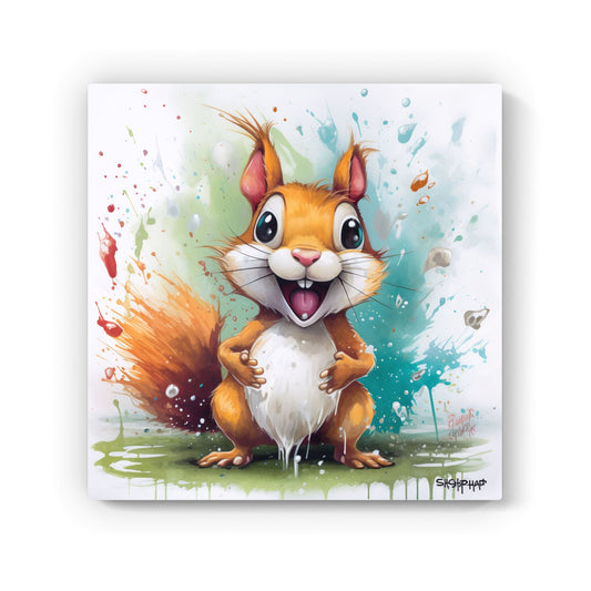 Happy Splashart Squirrel Canvas