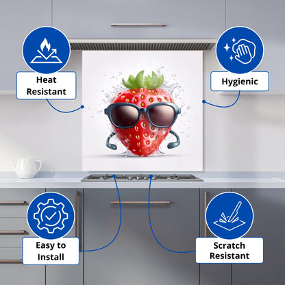 Strawberry In Glasses Kitchen Splashback