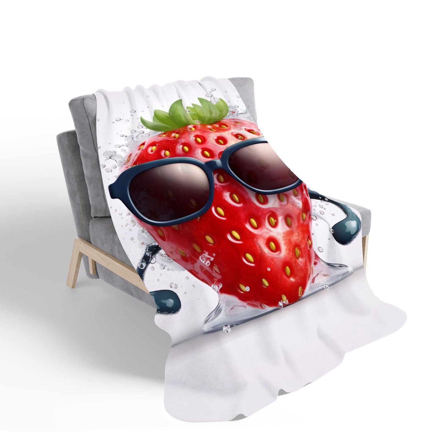 Strawberry In Glasses Sherpa Blanket
