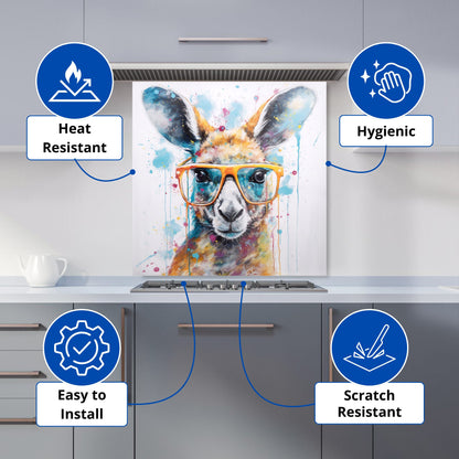 Splashart Kangaroo In Glasses Kitchen Splashback