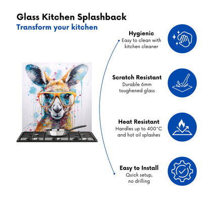 Splashart Kangaroo In Glasses Kitchen Splashback