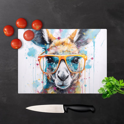 Splashart Kangaroo In Glasses Chopping Board