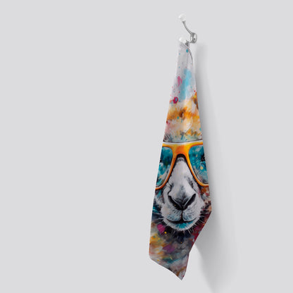 Splashart Kangaroo In Glasses Tea Towel