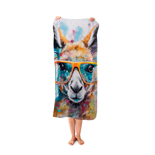 Splashart Kangaroo In Glasses Beach Towel