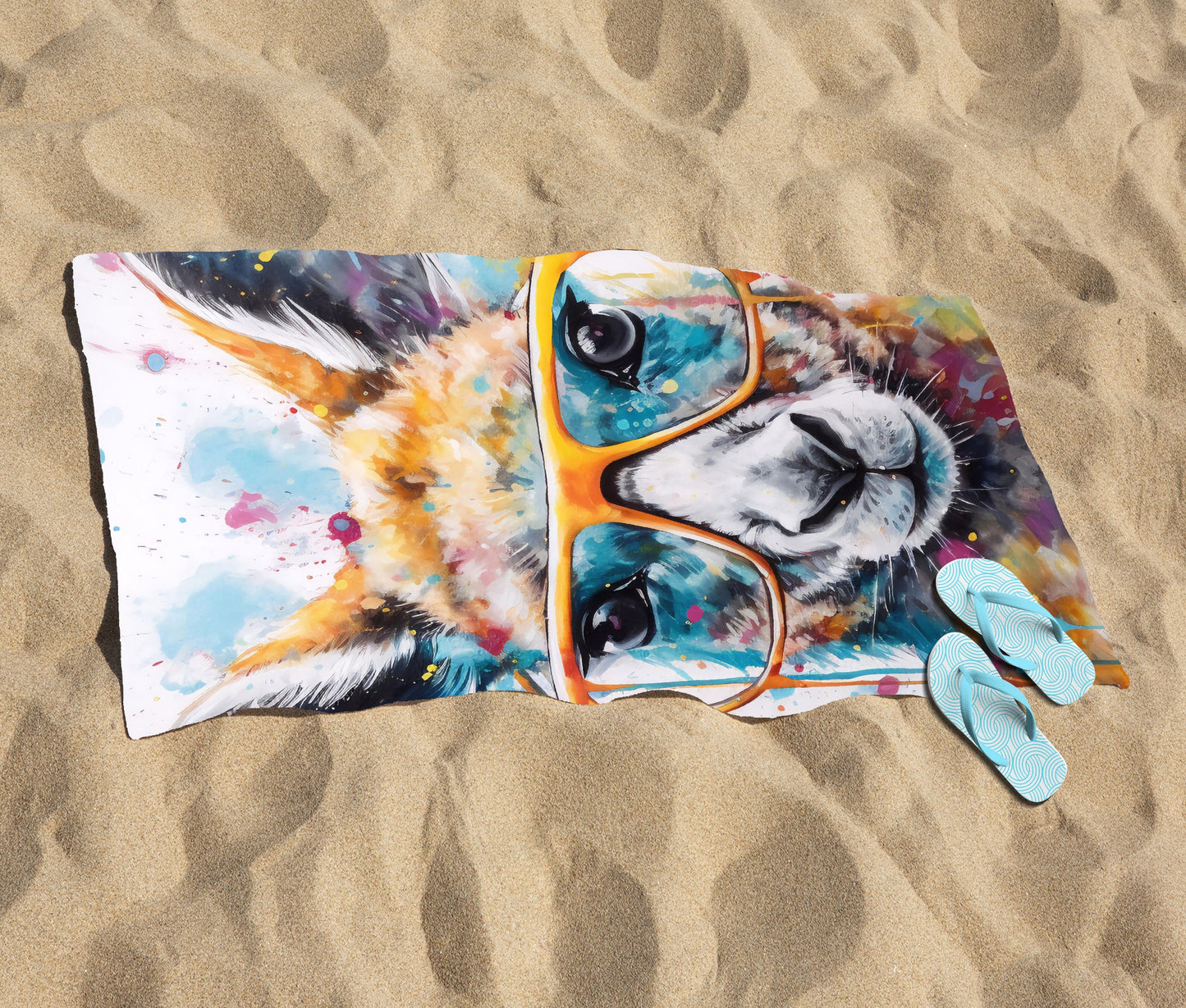 Splashart Kangaroo In Glasses Beach Towel