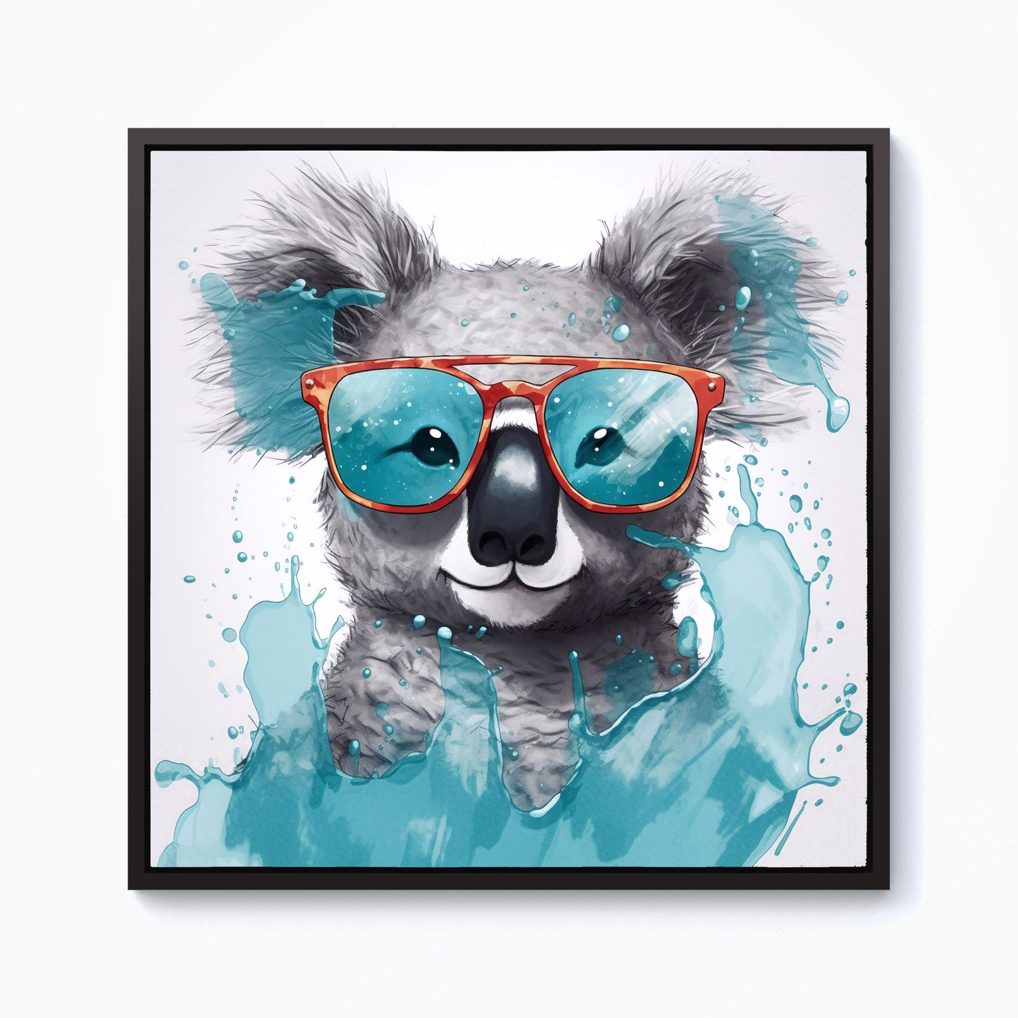 Splashart Koala In Glasses Framed Canvas