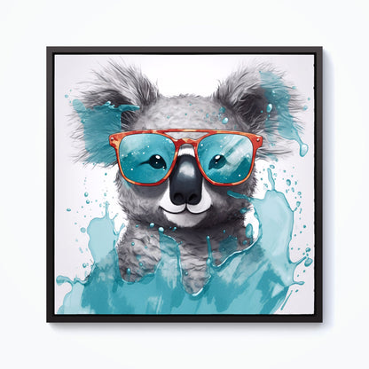 Splashart Koala In Glasses Framed Canvas