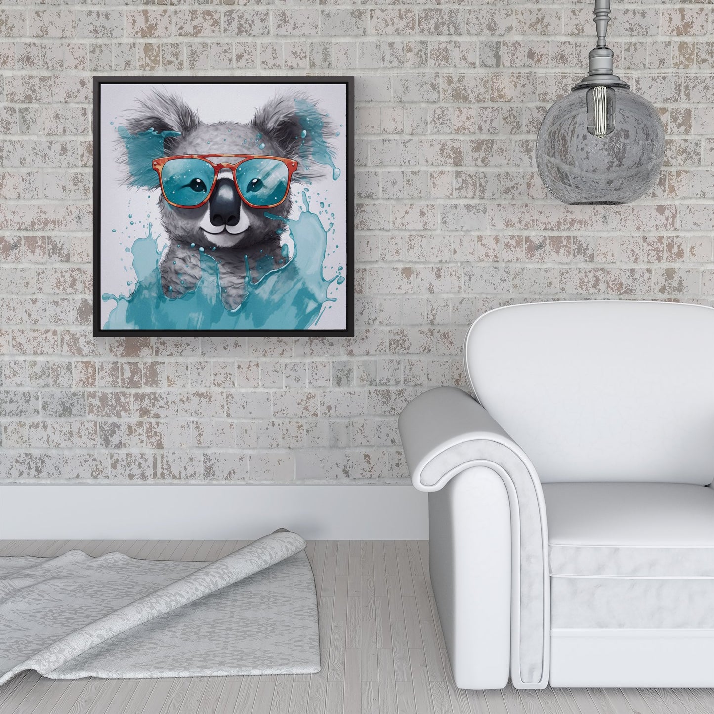 Splashart Koala In Glasses Framed Canvas