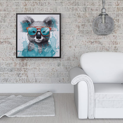 Splashart Koala In Glasses Framed Canvas